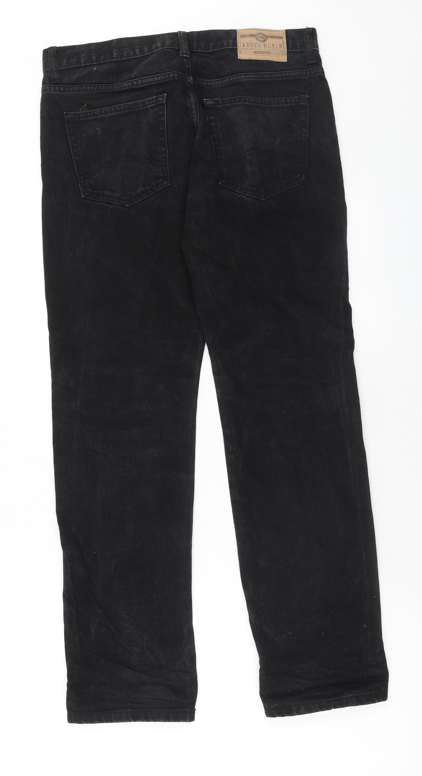 Kruze Jeans Mens Black Cotton Straight Jeans Size 30 in Regular Button