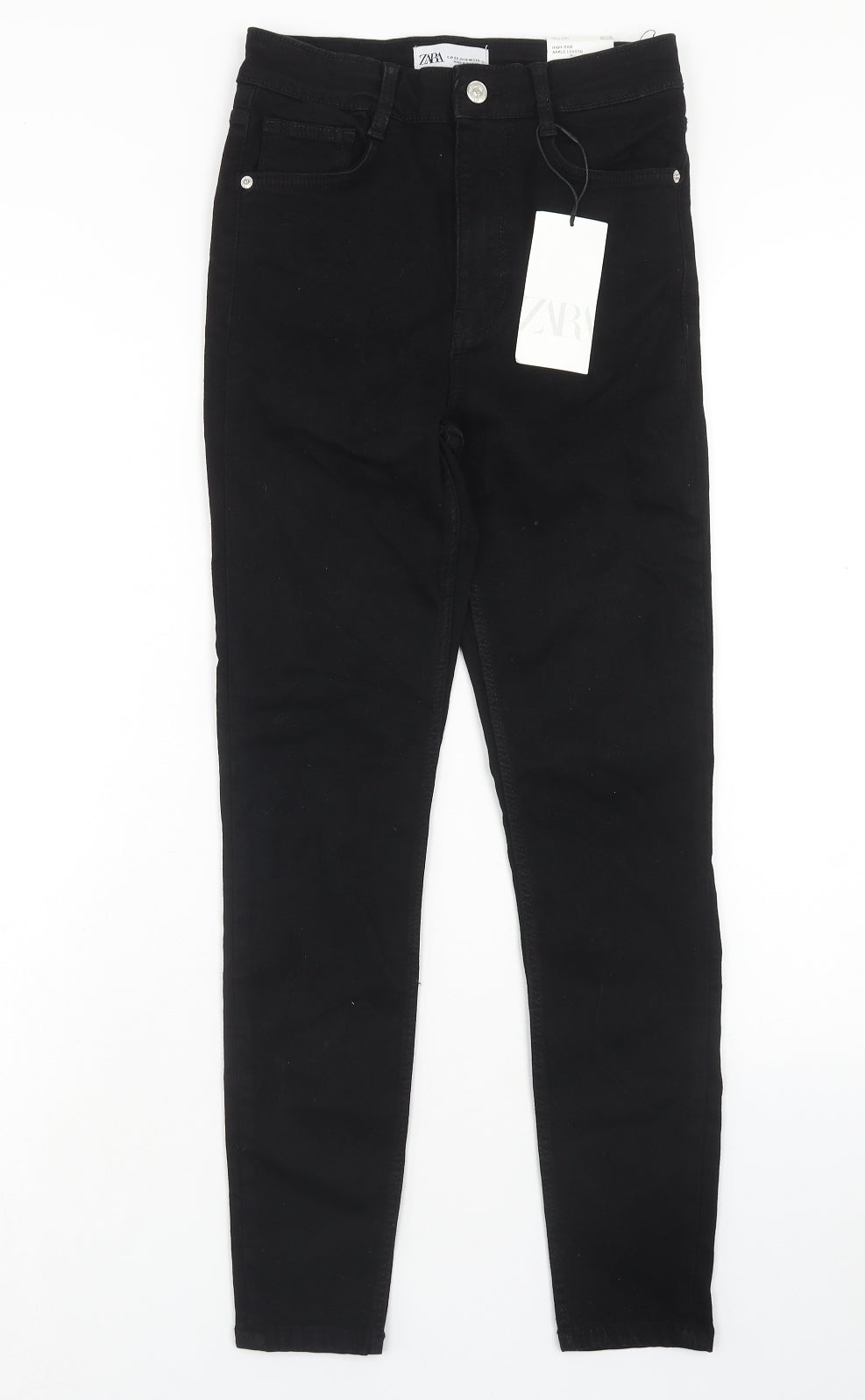 Zara Womens Black Cotton Skinny Jeans Size 10 Regular Button