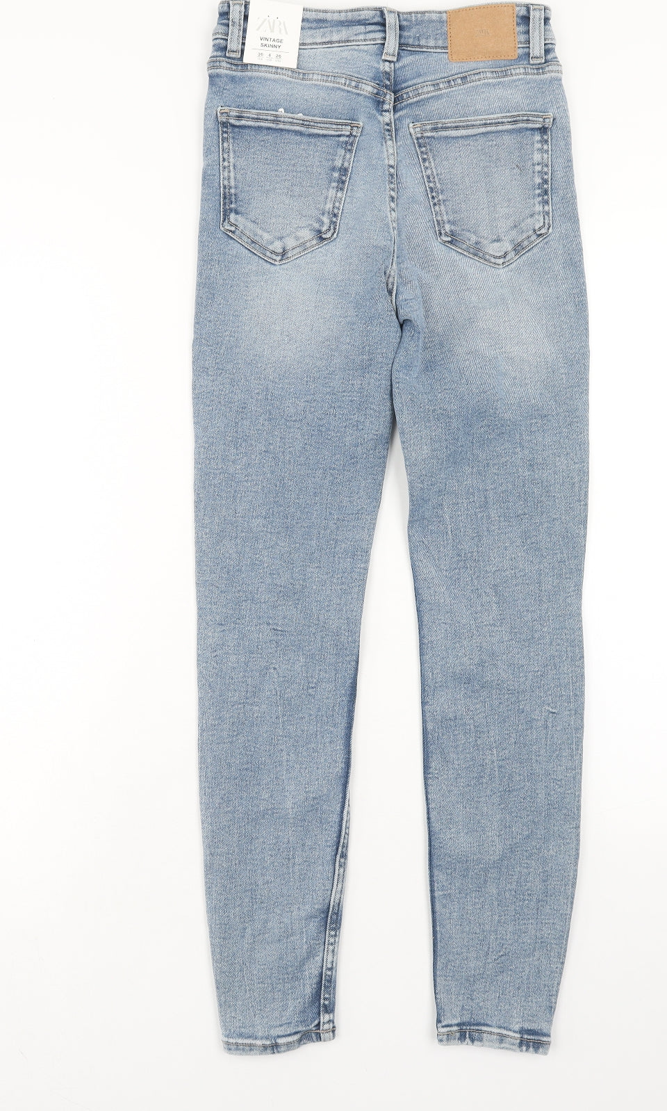 Zara Womens Blue Cotton Skinny Jeans Size 8 Regular Button