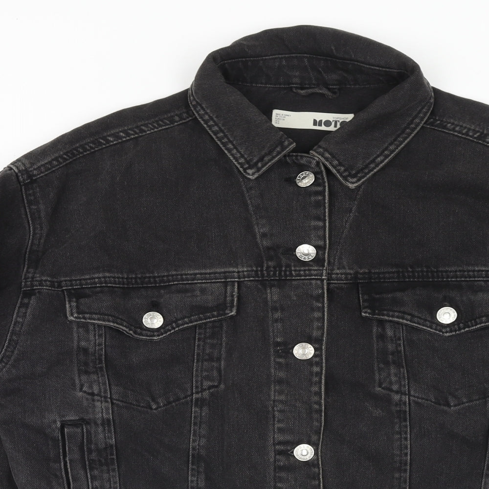 Topshop Womens Black Jacket Size 8 Button - Denim Jacket