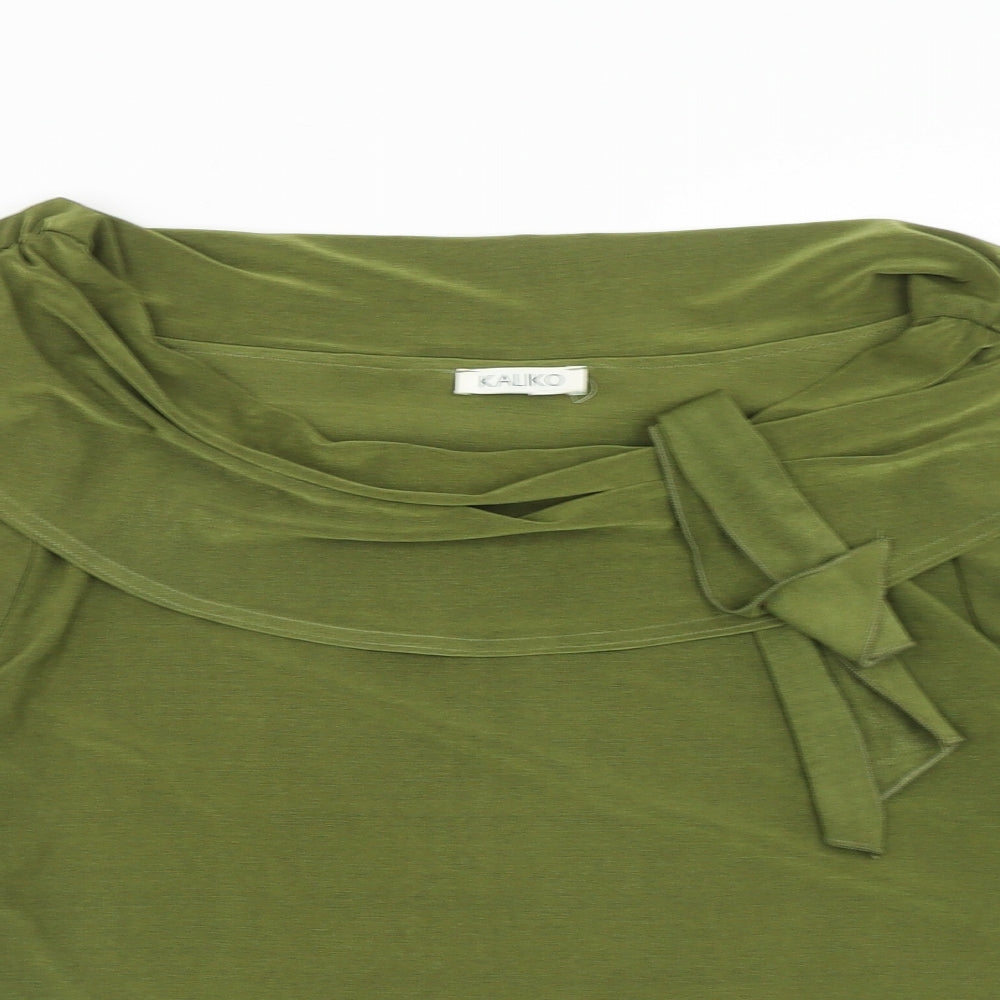 Kaliko Womens Green Polyester Basic Blouse Size 18 Boat Neck