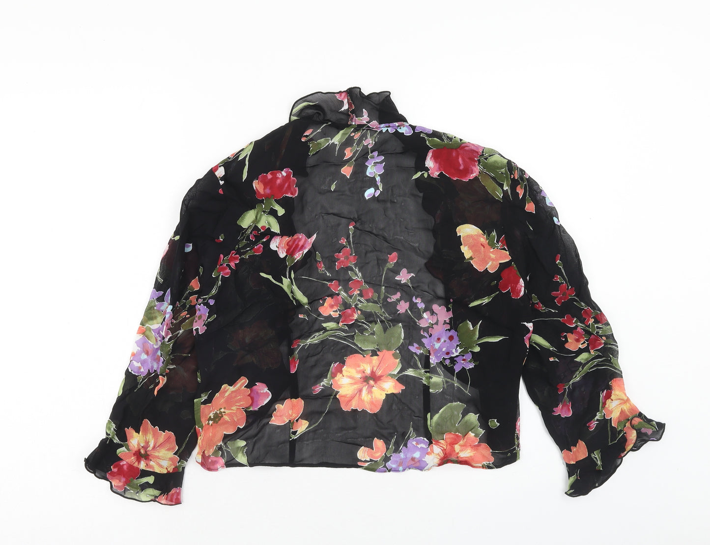 Wallis Womens Black Floral Polyester Kimono Blouse Size 16 V-Neck
