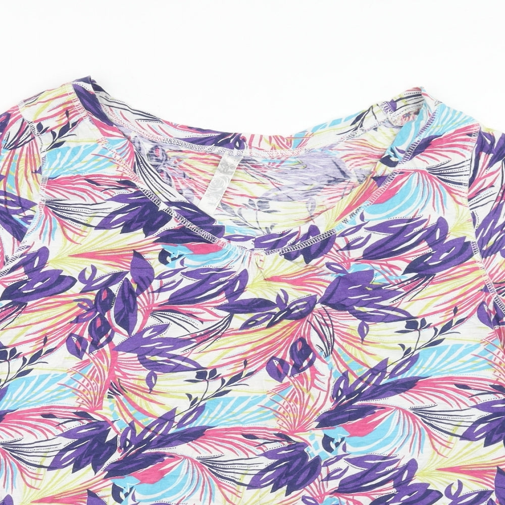 Acadla Group Womens Multicoloured Geometric Cotton Basic T-Shirt Size 22 Boat Neck