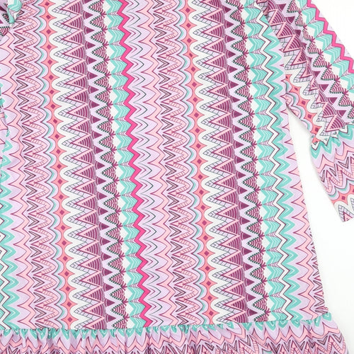 Preworn Womens Multicoloured Geometric Polyester Shift Size L Round Neck Tie
