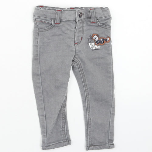 creeks Baby Grey Cotton Capri Jeans Size 3-6 Months Zip