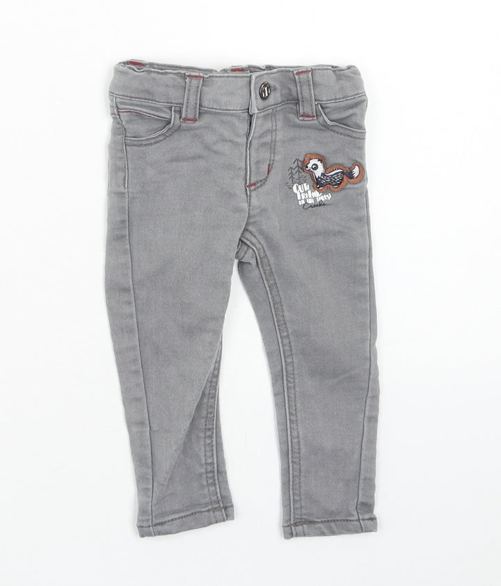 creeks Baby Grey Cotton Capri Jeans Size 3-6 Months Zip