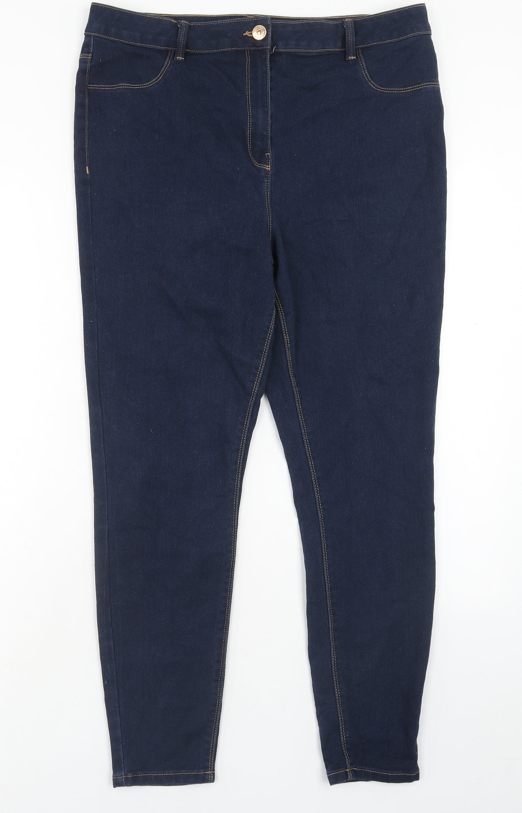 papaya Womens Blue Cotton Skinny Jeans Size 16 L29 in Regular Button