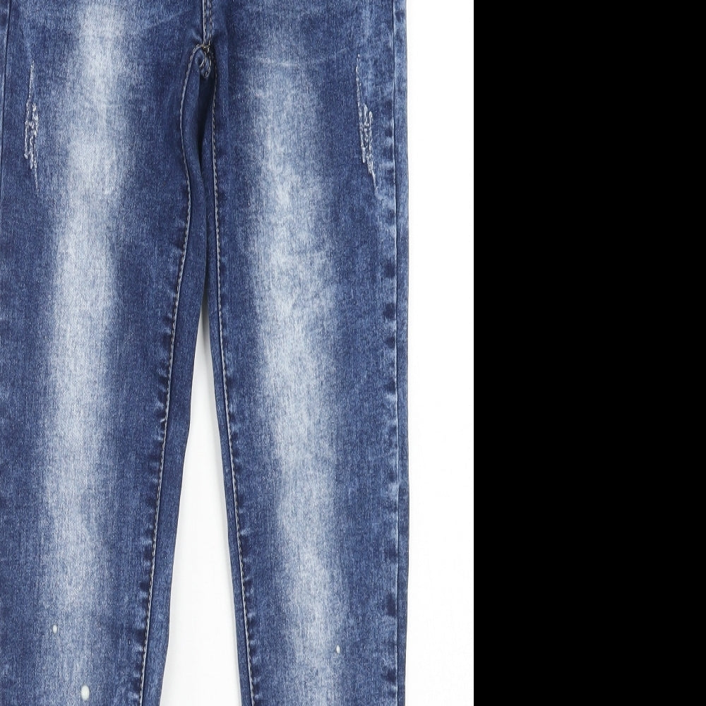Hello Miss Womens Blue Cotton Skinny Jeans Size 10 Regular Button