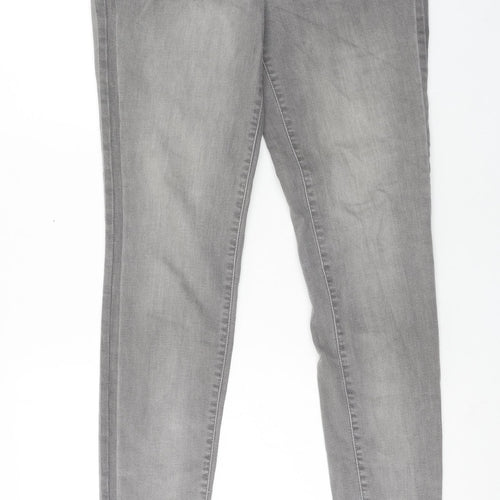 NEXT Womens Grey Cotton Skinny Jeans Size 16 Regular Button