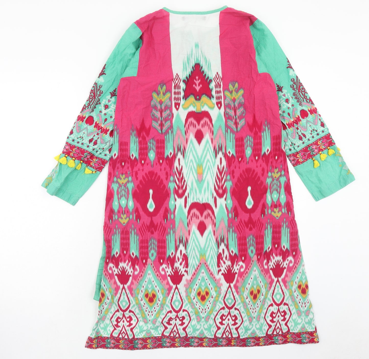 Khaadi Womens Multicoloured Geometric Cotton Kaftan Size 8 V-Neck Pullover