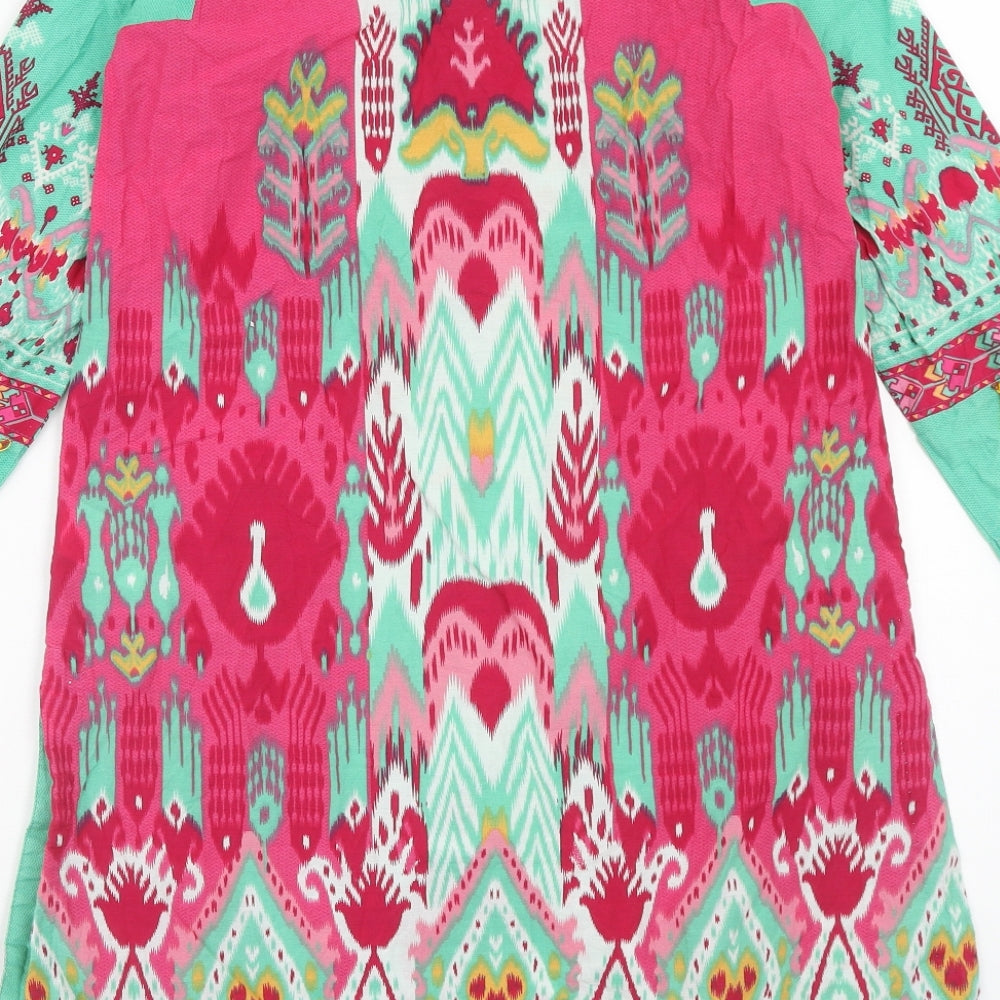 Khaadi Womens Multicoloured Geometric Cotton Kaftan Size 8 V-Neck Pullover