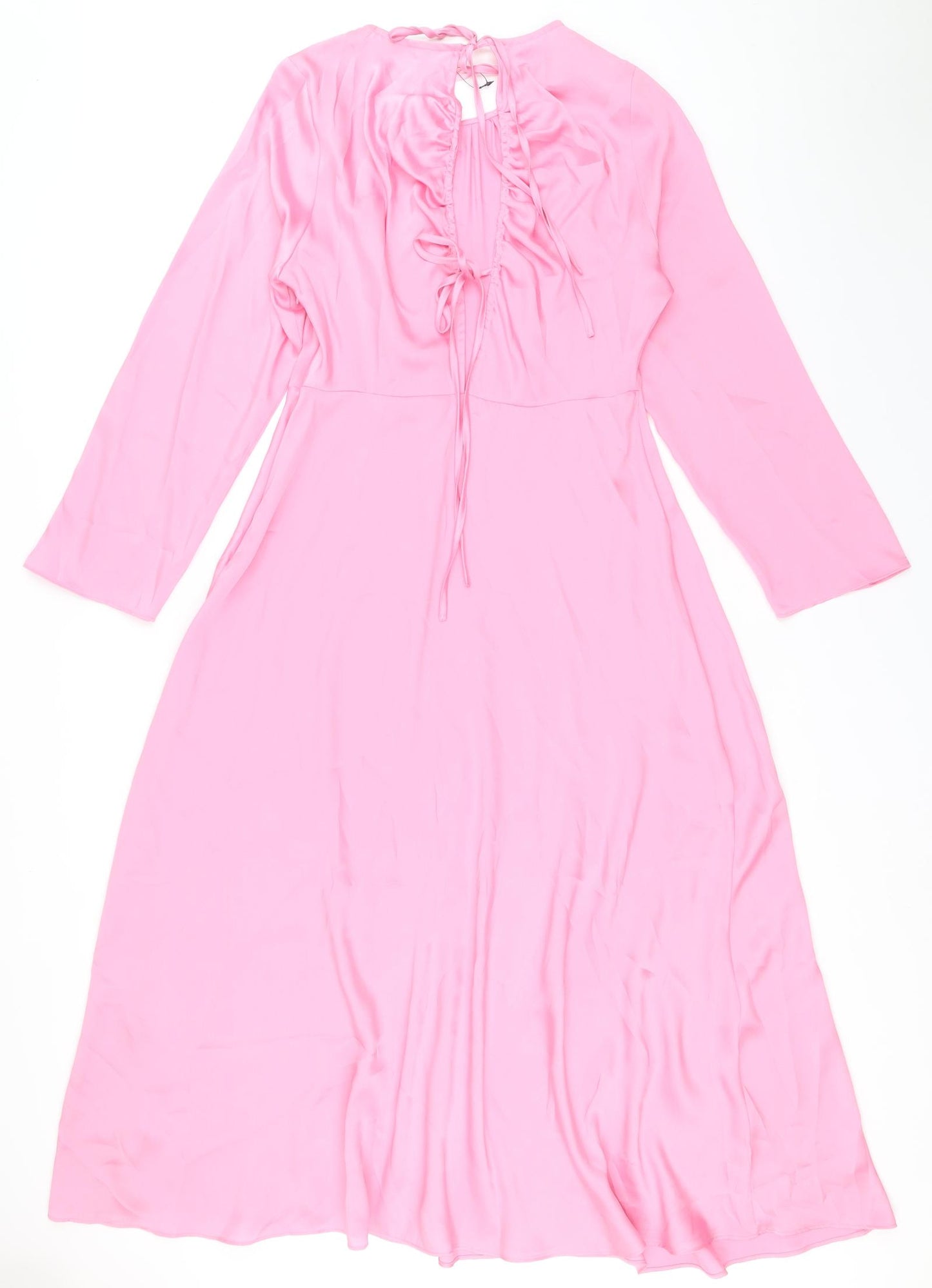 Marks and Spencer Womens Pink Polyester A-Line Size 12 Round Neck Zip