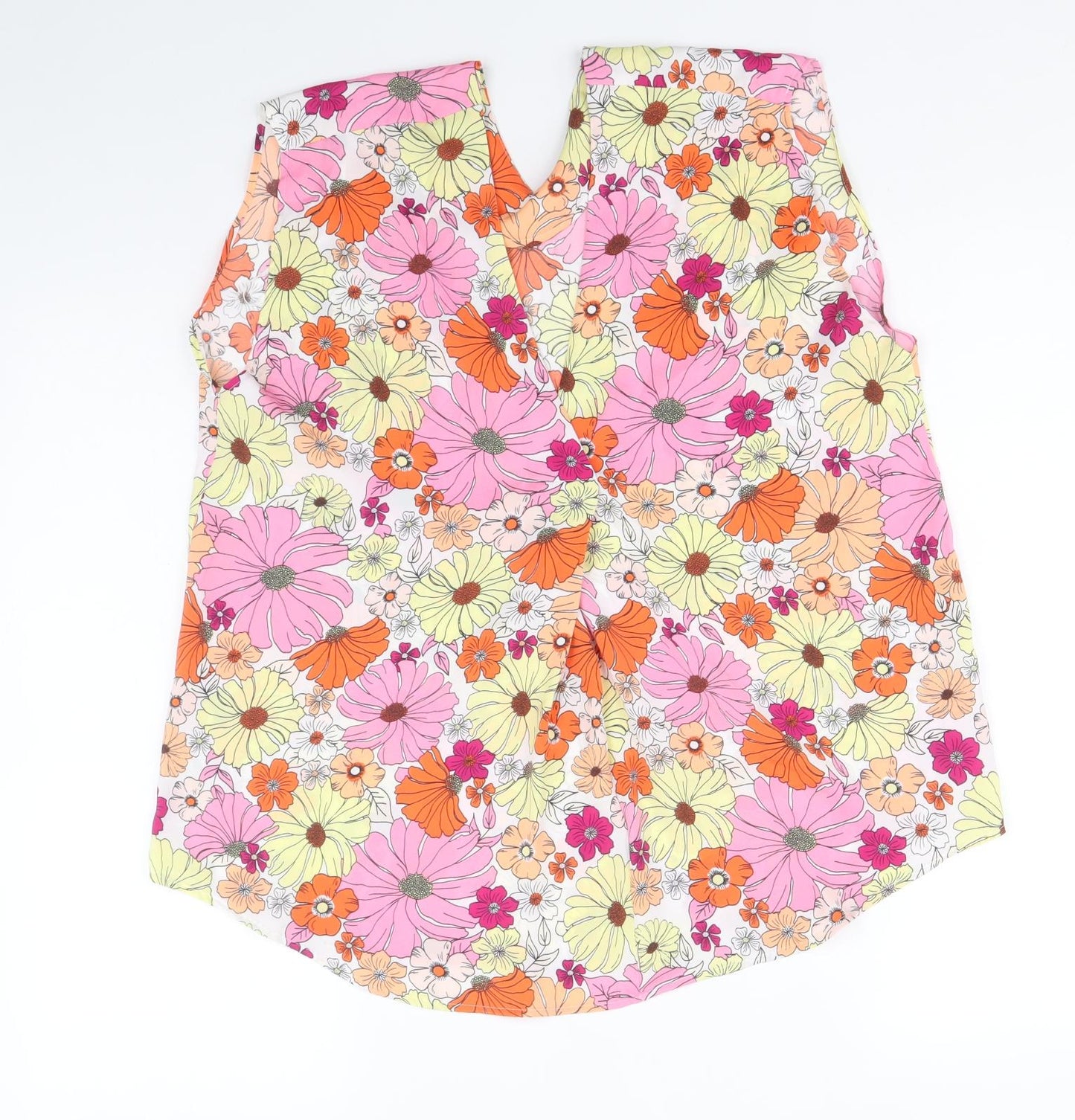 Marks and Spencer Womens Multicoloured Floral Polyester Basic Tank Size 12 V-Neck