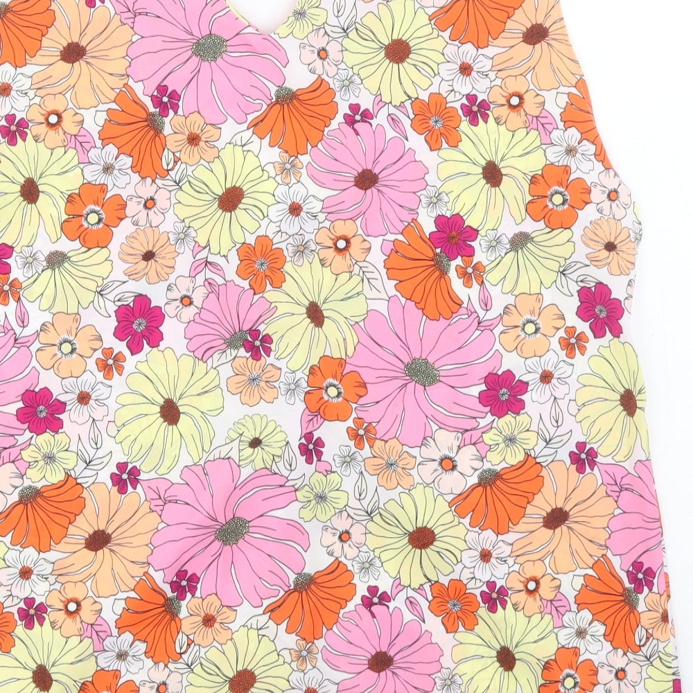 Marks and Spencer Womens Multicoloured Floral Polyester Basic Tank Size 12 V-Neck