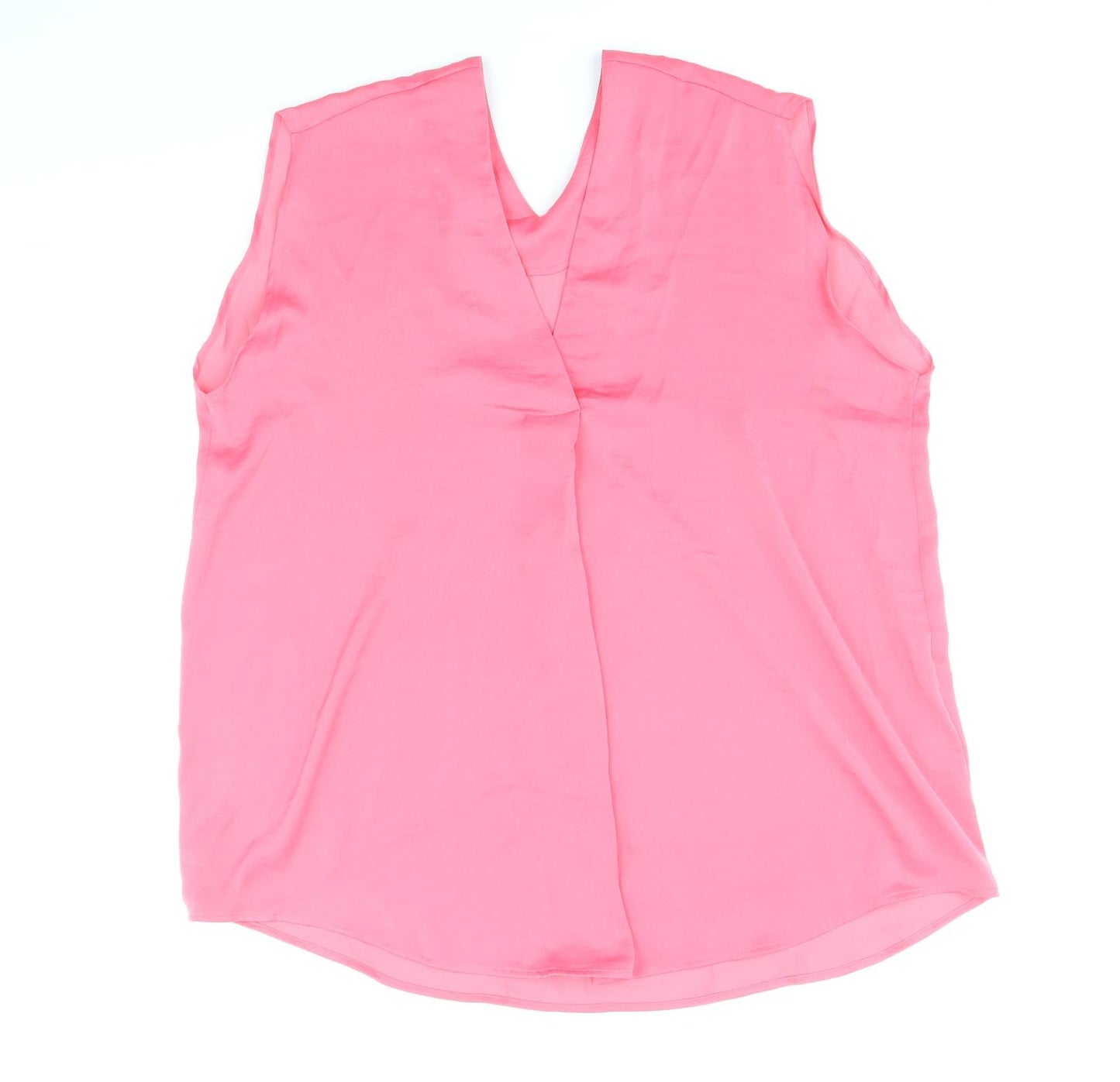 Marks and Spencer Womens Pink Polyester Basic Tank Size 14 V-Neck