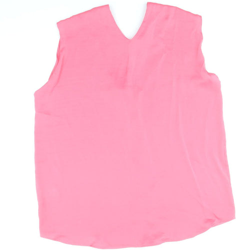 Marks and Spencer Womens Pink Polyester Basic Tank Size 14 V-Neck