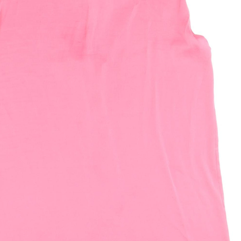 Marks and Spencer Womens Pink Polyester Basic Tank Size 14 V-Neck