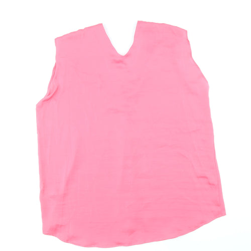 Marks and Spencer Womens Pink Polyester Basic Tank Size 14 V-Neck