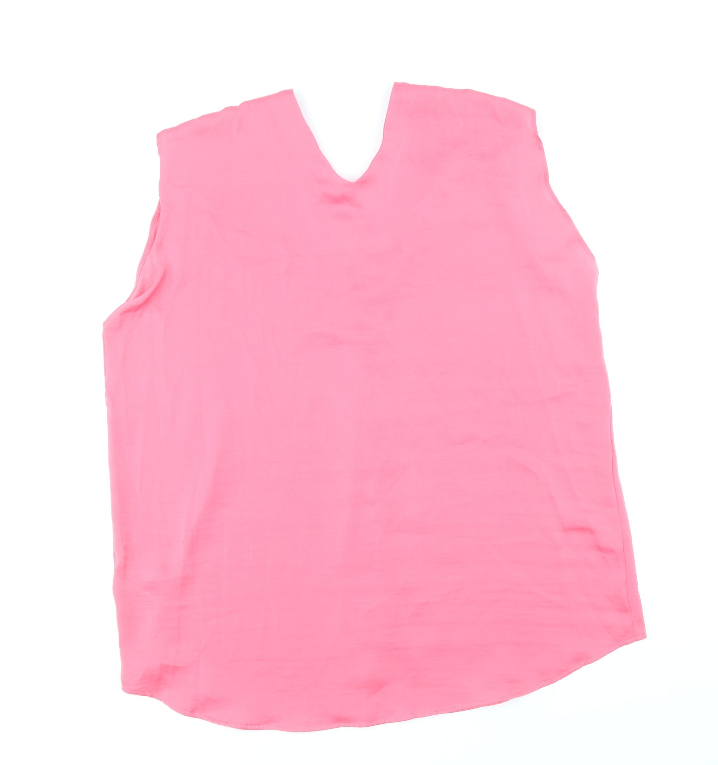 Marks and Spencer Womens Pink Polyester Basic Tank Size 14 V-Neck