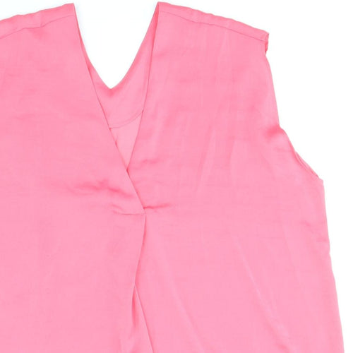 Marks and Spencer Womens Pink Polyester Basic Tank Size 14 V-Neck