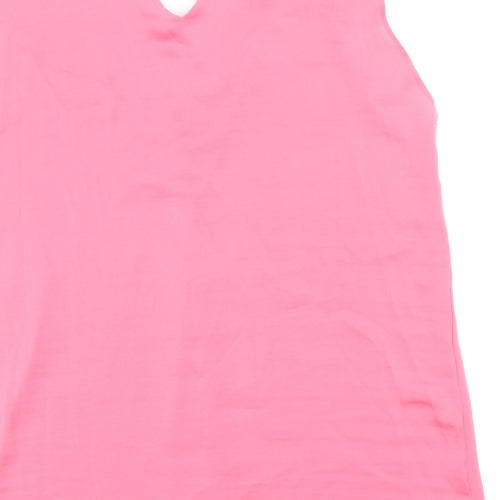 Marks and Spencer Womens Pink Polyester Basic Tank Size 14 V-Neck