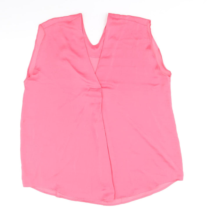 Marks and Spencer Womens Pink Polyester Basic Tank Size 14 V-Neck