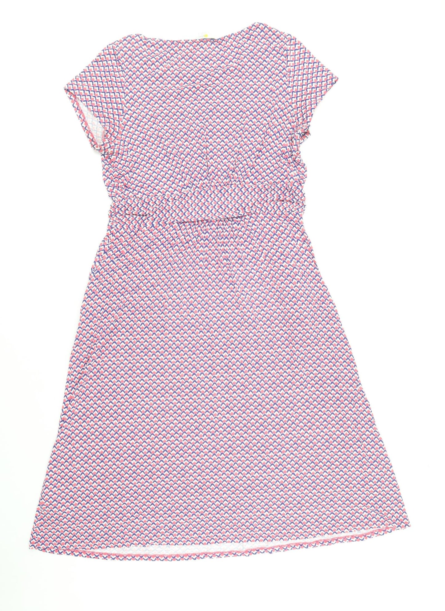 Boden Womens Blue Geometric Viscose Fit & Flare Size 16 Boat Neck Pullover