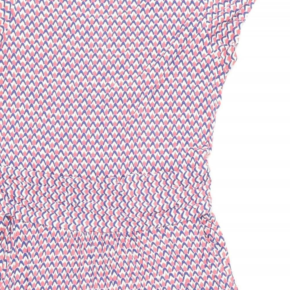 Boden Womens Blue Geometric Viscose Fit & Flare Size 16 Boat Neck Pullover