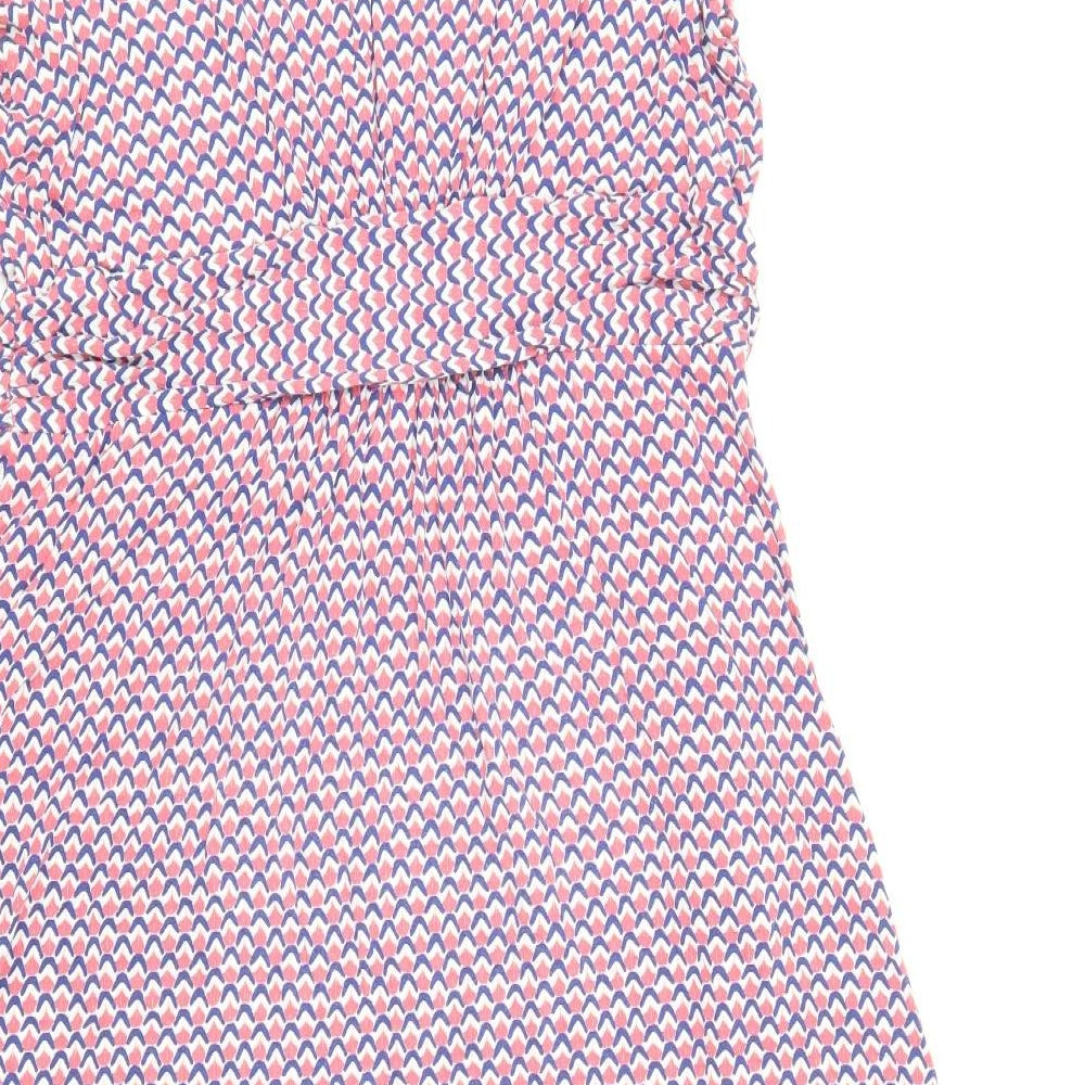Boden Womens Blue Geometric Viscose Fit & Flare Size 16 Boat Neck Pullover