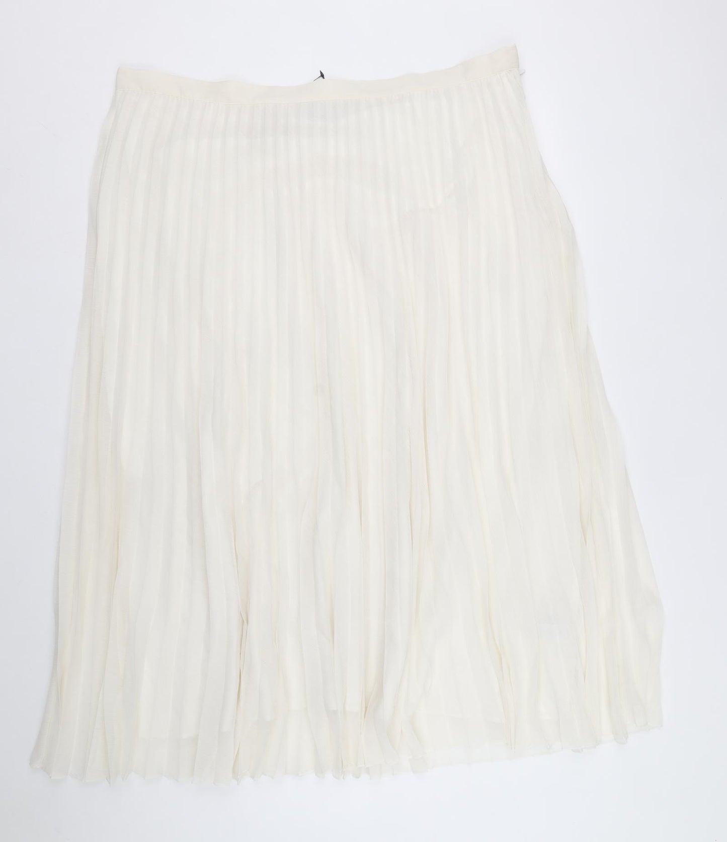 Marks and Spencer Womens Ivory Polyester Pleated Skirt Size 22 Zip