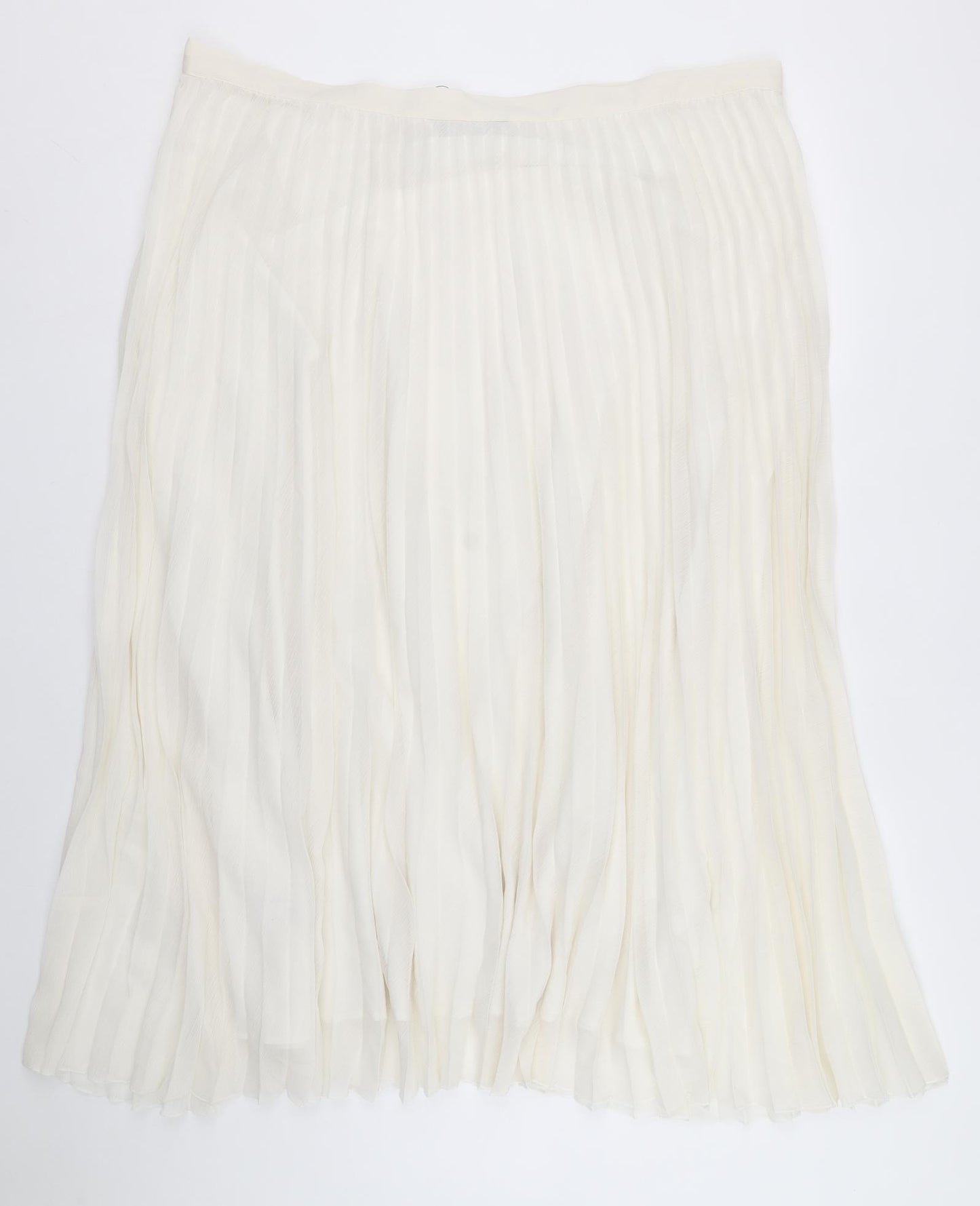 Marks and Spencer Womens Ivory Polyester Pleated Skirt Size 22 Zip