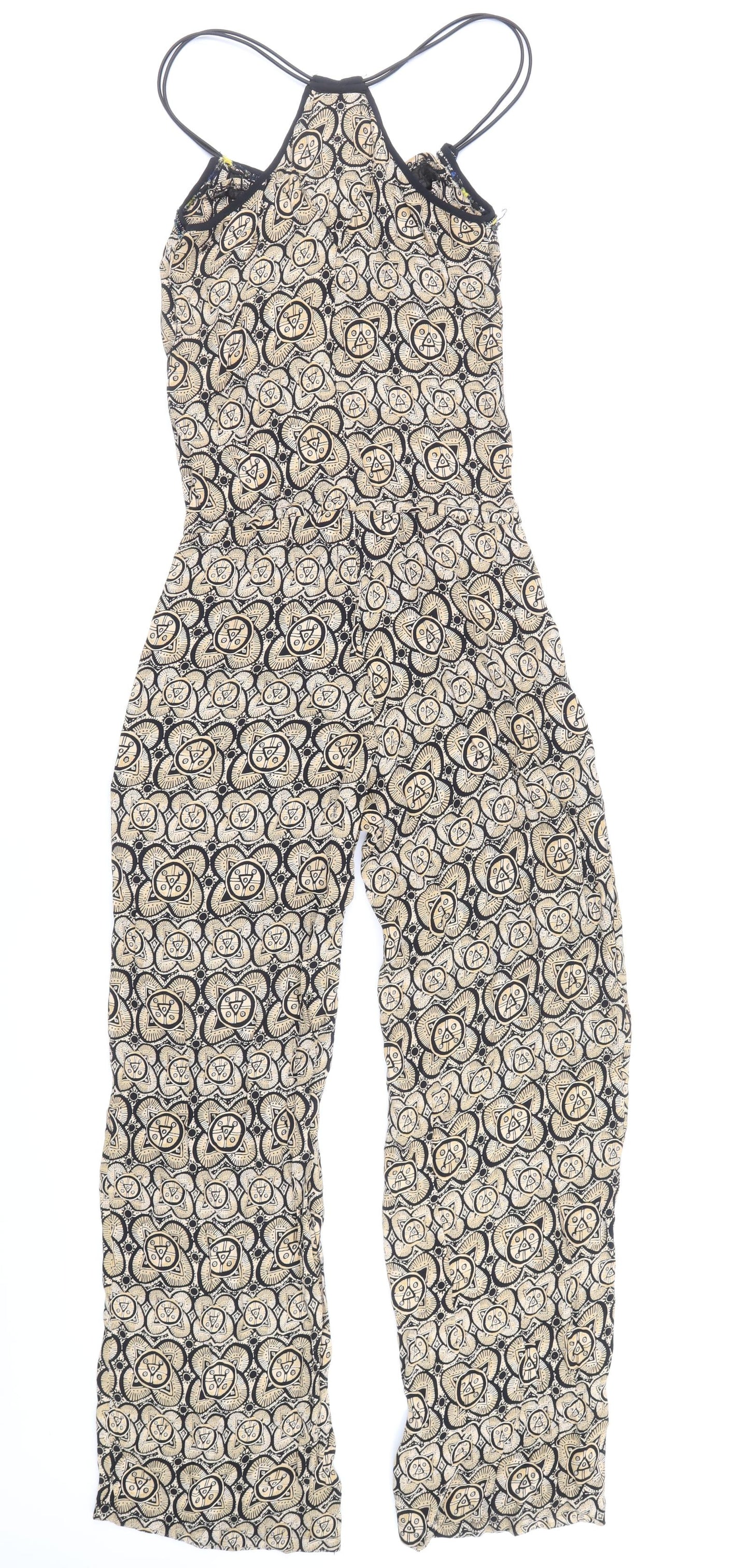 River Island Womens Brown Geometric Viscose Jumpsuit One-Piece Size 6 Pullover