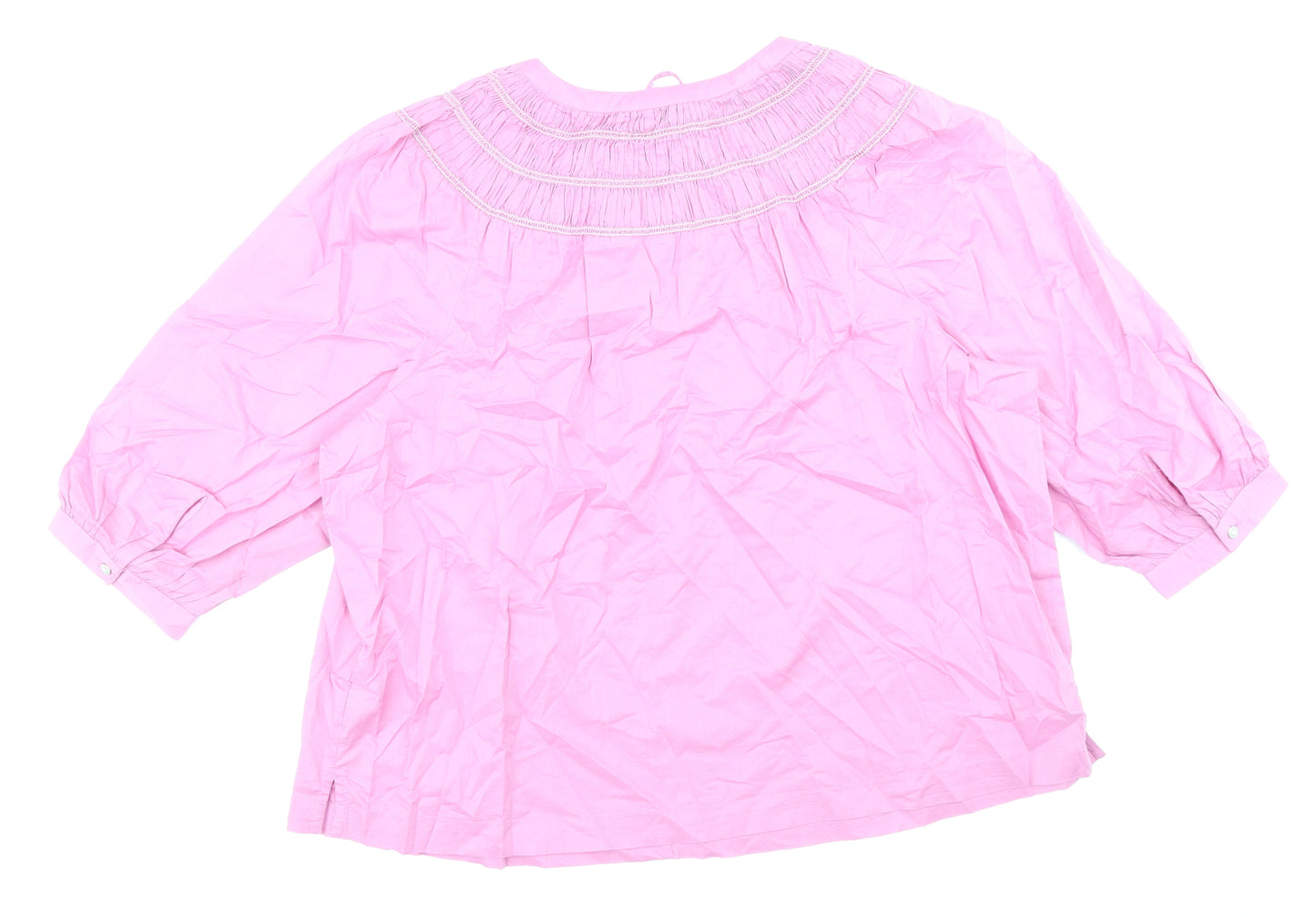 Marks and Spencer Womens Pink 100% Cotton Basic Blouse Size 20 Round Neck