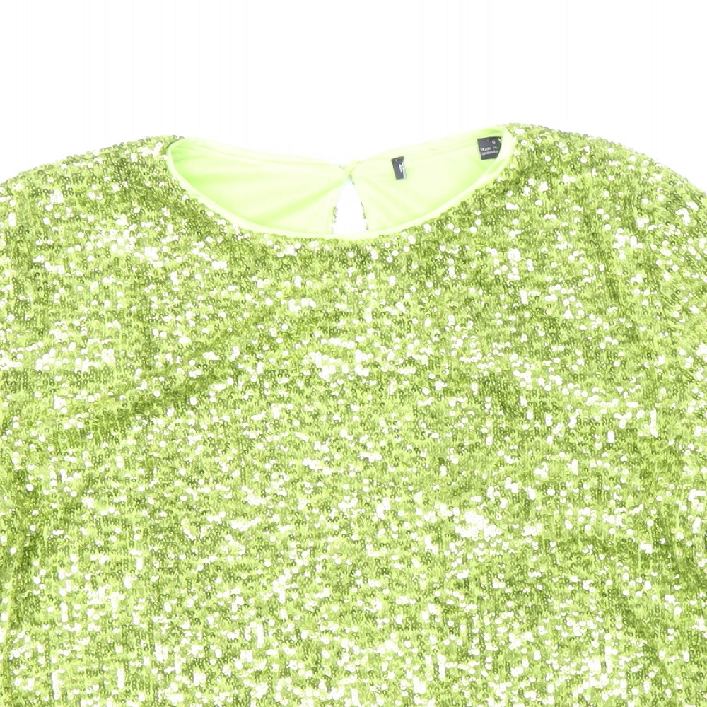 Marks and Spencer Womens Green Polyester Basic Blouse Size 6 Round Neck