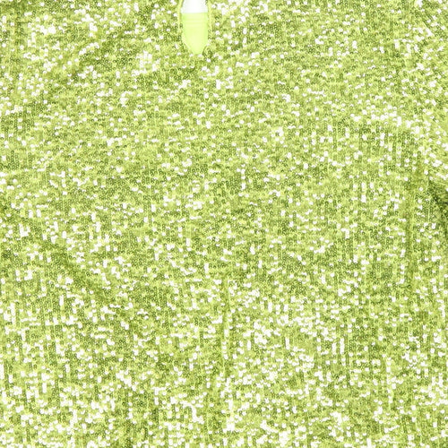 Marks and Spencer Womens Green Polyester Basic Blouse Size 6 Round Neck