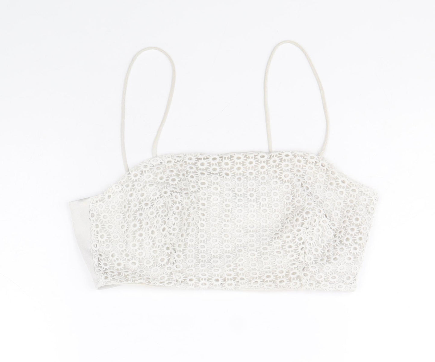 Topshop Womens Grey Polyester Cropped Tank Size 10 Square Neck