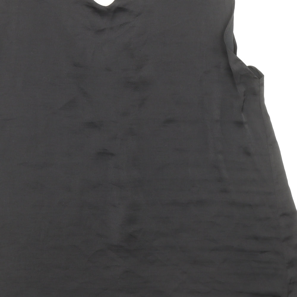 Marks and Spencer Womens Black Polyester Basic Blouse Size 14 V-Neck