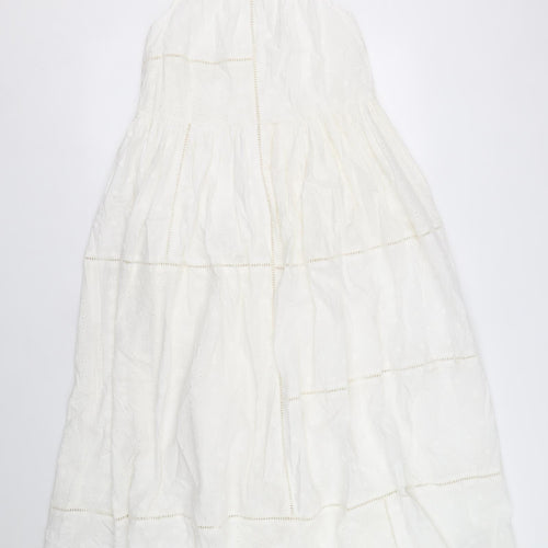 Marks and Spencer Girls White 100% Cotton Trapeze & Swing Size 14-15 Years Round Neck Pullover