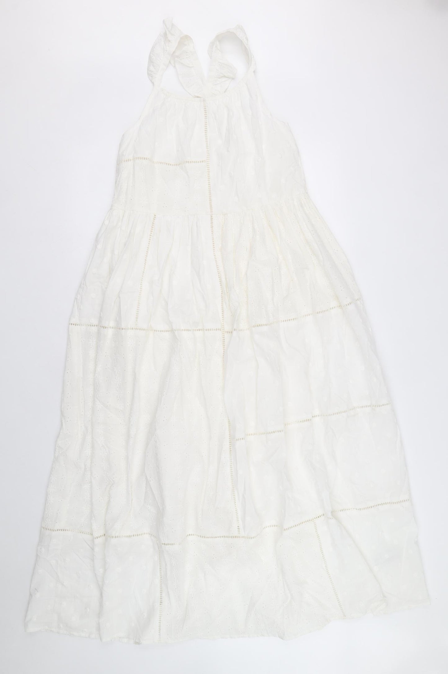 Marks and Spencer Girls White 100% Cotton Trapeze & Swing Size 14-15 Years Round Neck Pullover