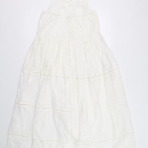 Marks and Spencer Girls White 100% Cotton Trapeze & Swing Size 14-15 Years Round Neck Pullover
