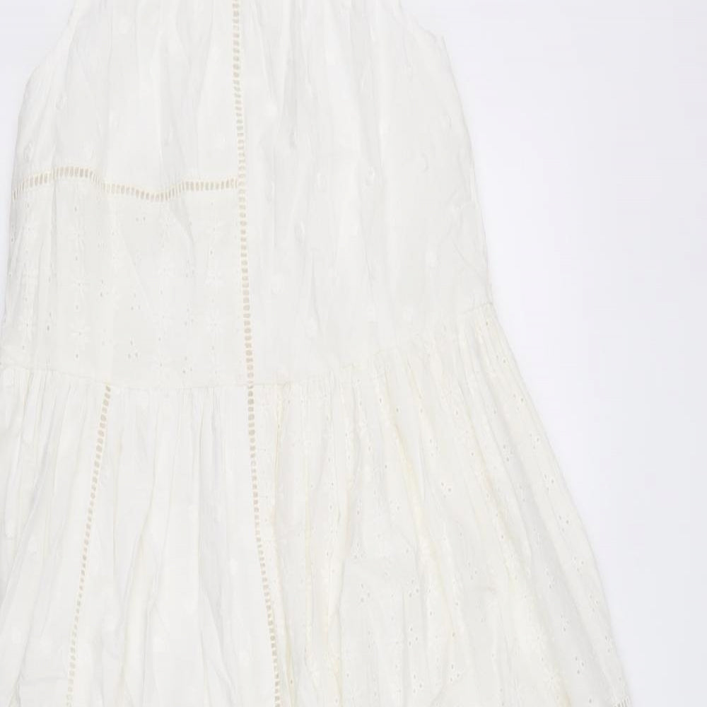Marks and Spencer Girls White 100% Cotton Trapeze & Swing Size 14-15 Years Round Neck Pullover