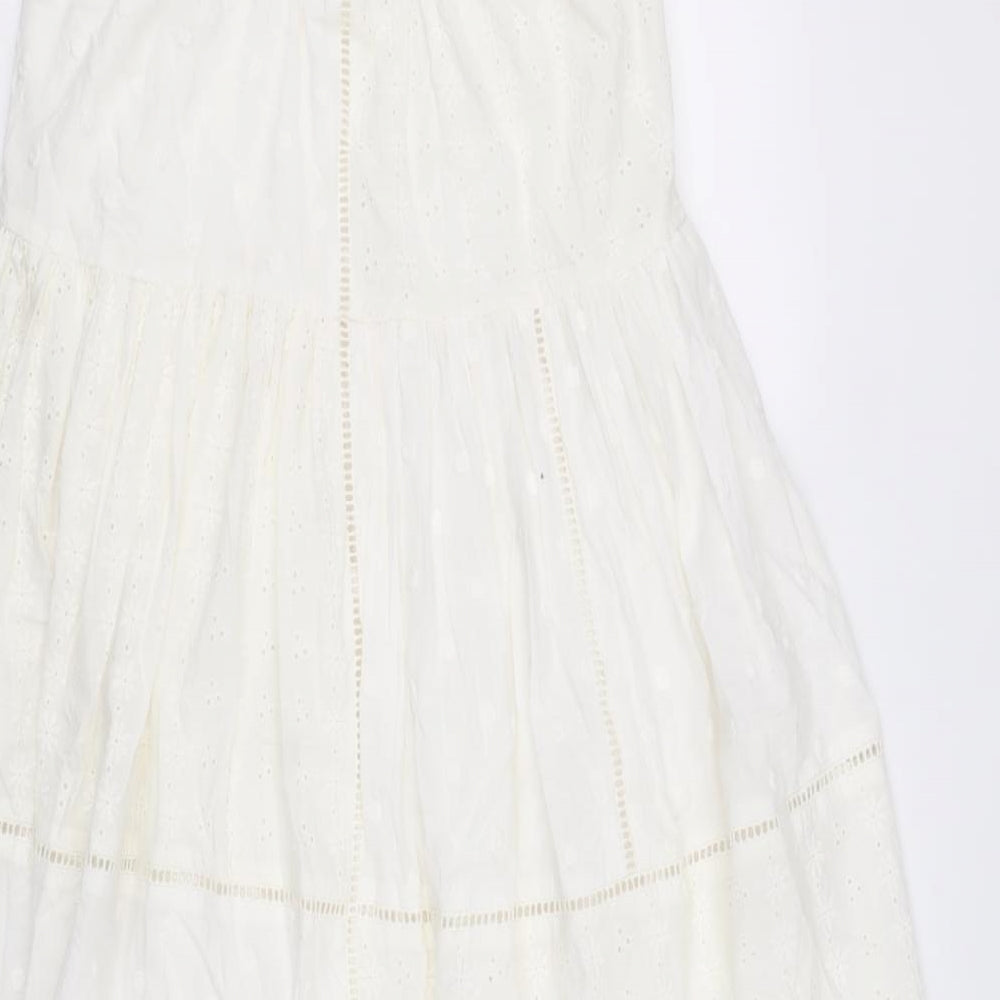 Marks and Spencer Girls White 100% Cotton Trapeze & Swing Size 14-15 Years Round Neck Pullover