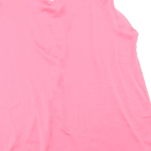 Marks and Spencer Womens Pink Polyester Basic Blouse Size 16 V-Neck