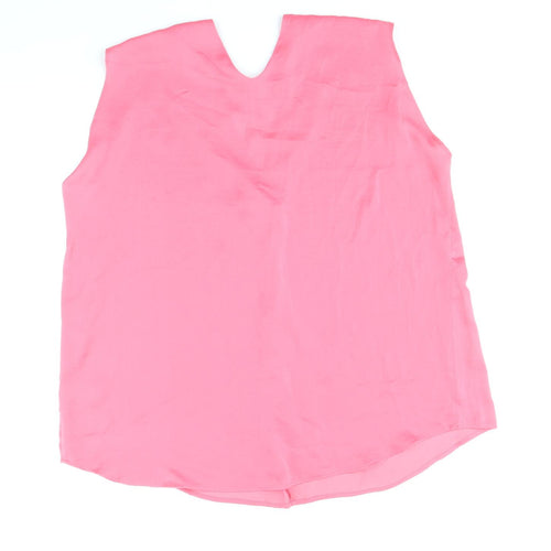 Marks and Spencer Womens Pink Polyester Basic Blouse Size 16 V-Neck