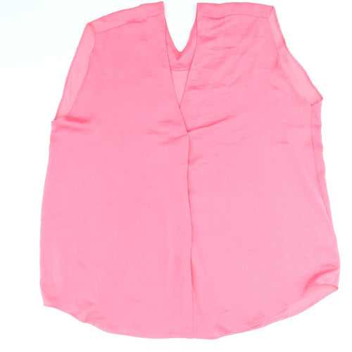 marks and Womens Pink Polyester Basic Blouse Size 16 V-Neck