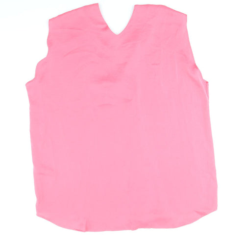 marks and Womens Pink Polyester Basic Blouse Size 16 V-Neck