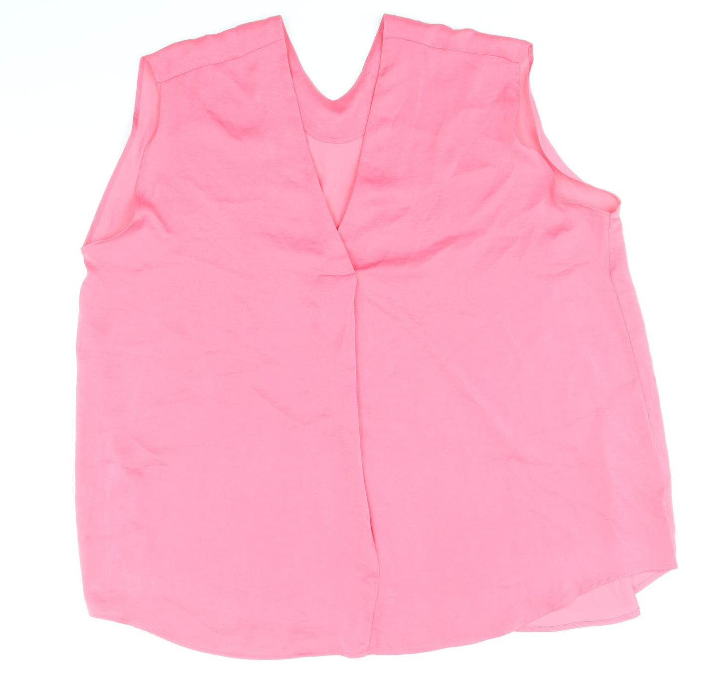 Marks and Spencer Womens Pink Polyester Basic Blouse Size 18 V-Neck