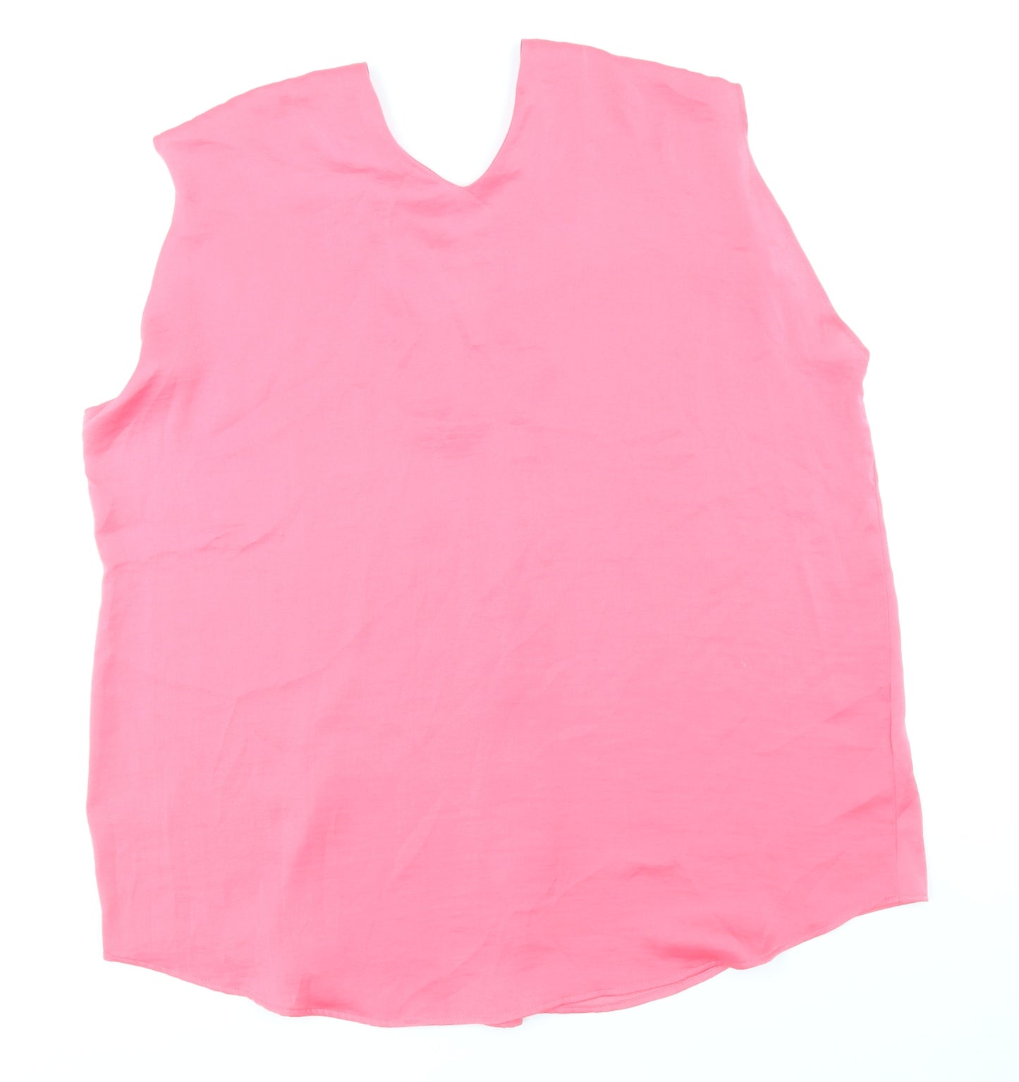 Marks and Spencer Womens Pink Polyester Basic Blouse Size 16 V-Neck