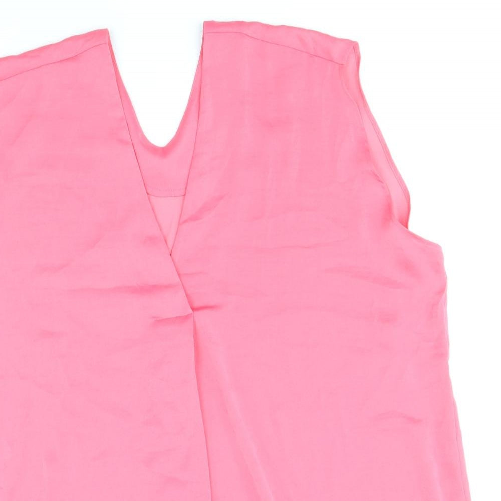 Marks and Spencer Womens Pink Polyester Basic Blouse Size 16 V-Neck