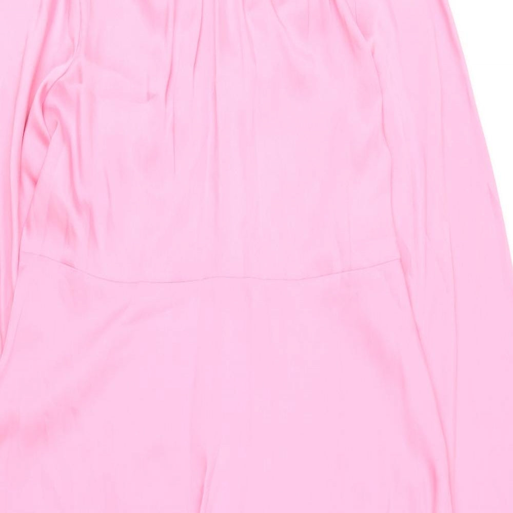 Marks and Spencer Womens Pink Polyester A-Line Size 18 Boat Neck Zip